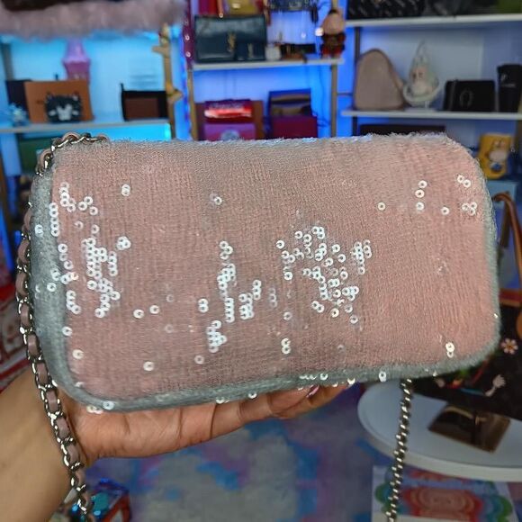 Chanel Waterfall Pastel Pink Multi Color Squin Flap Shoulder Crossbody Bag Full - Picture 3 of 16